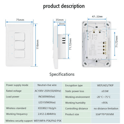 WiFi Smart Switch - 1 Switch - Lykalyte